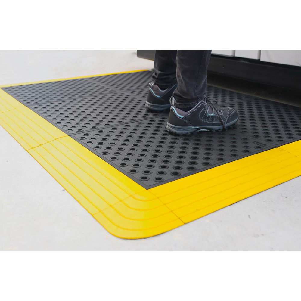 Arbeitsplatzmatte, Anti-Ermüdungsfliese im Stecksystem, BxT 500x500 mm, geöffnete Oberfl., schwarz,