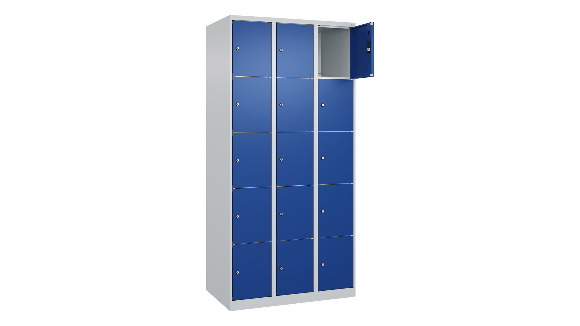 Fächerschrank, Breite 90 cm, Höhe 185 cm, Tiefe 50 cm, 15 Fächer