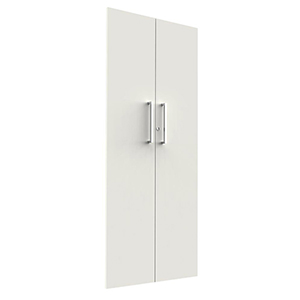 Flügeltüren-Vorbausatz, BxH 760x1760 mm, 5 OH, Edelstahlgriffe, Schloss, weiß