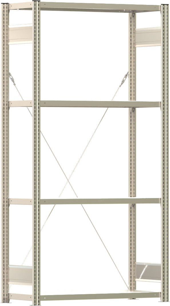 Fachbodenregal BERT - Breite: 100,5 cm - Tiefe: 40 cm - Höhe: 200 cm - 4 Böden - Grundregal